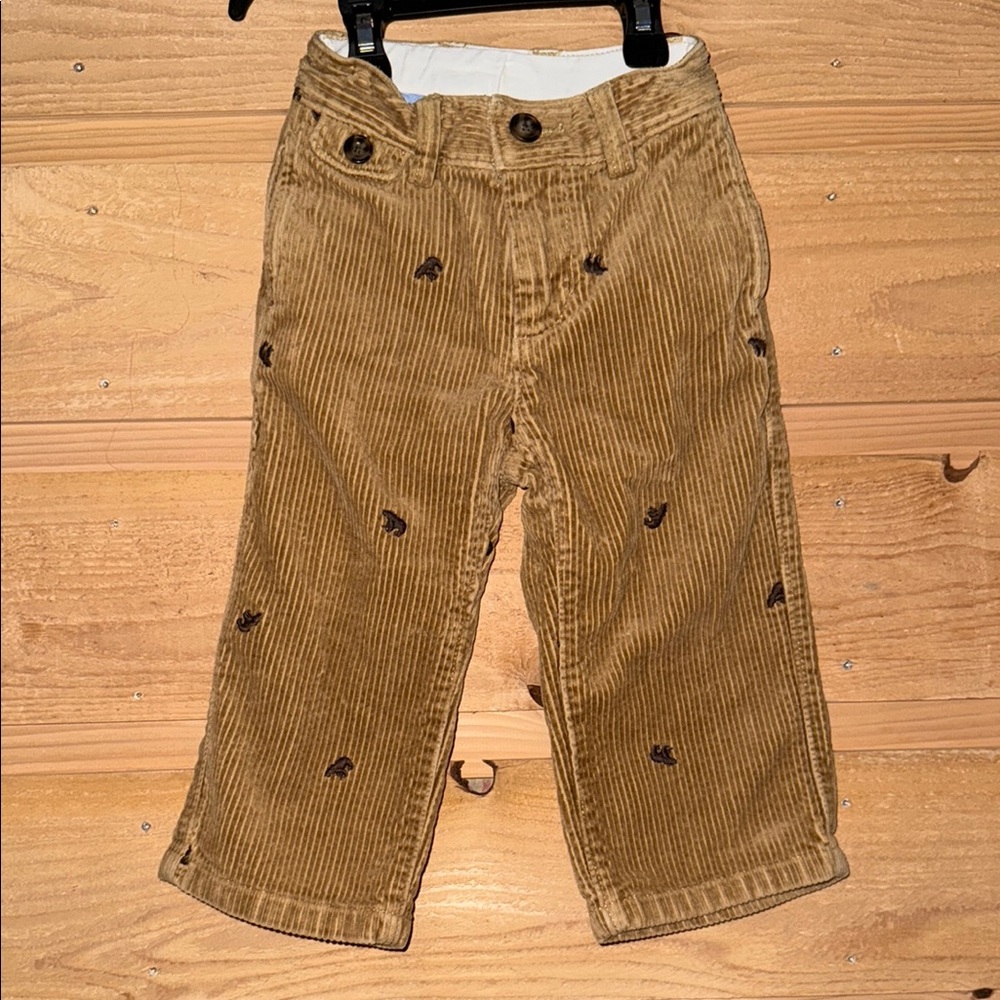 GAP Brown Casual Corduroy Pants with brown bears 100% Cotton